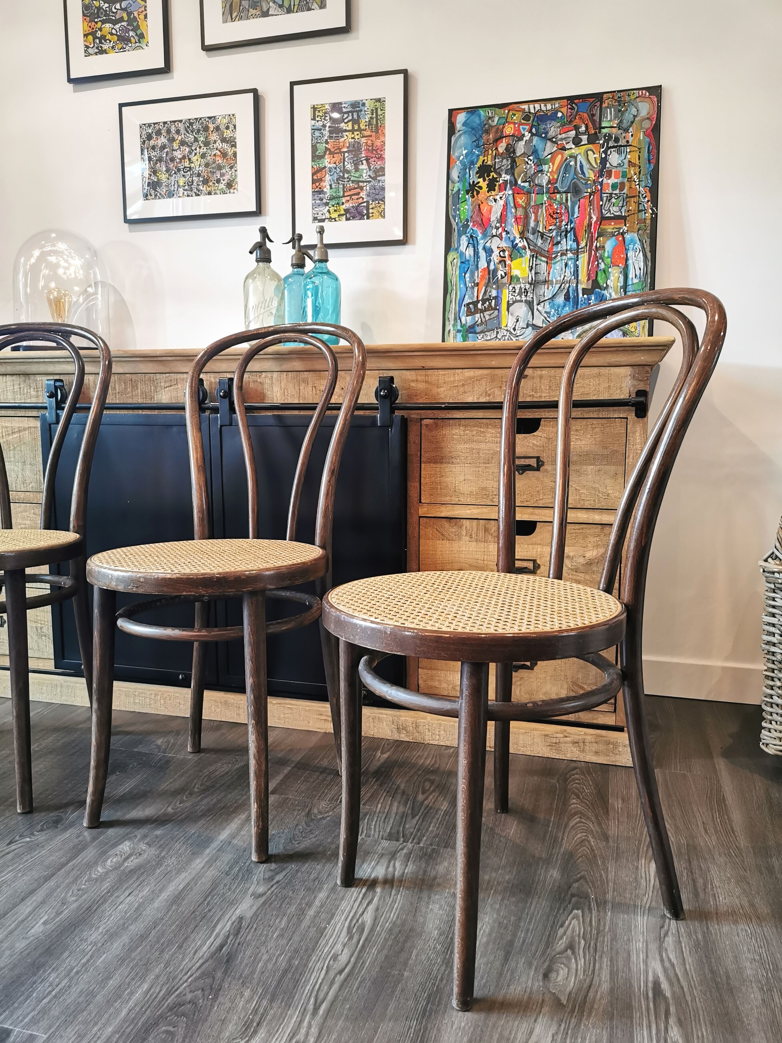 Series of 4 ZPM Radomsko bistro chairs for Thonet