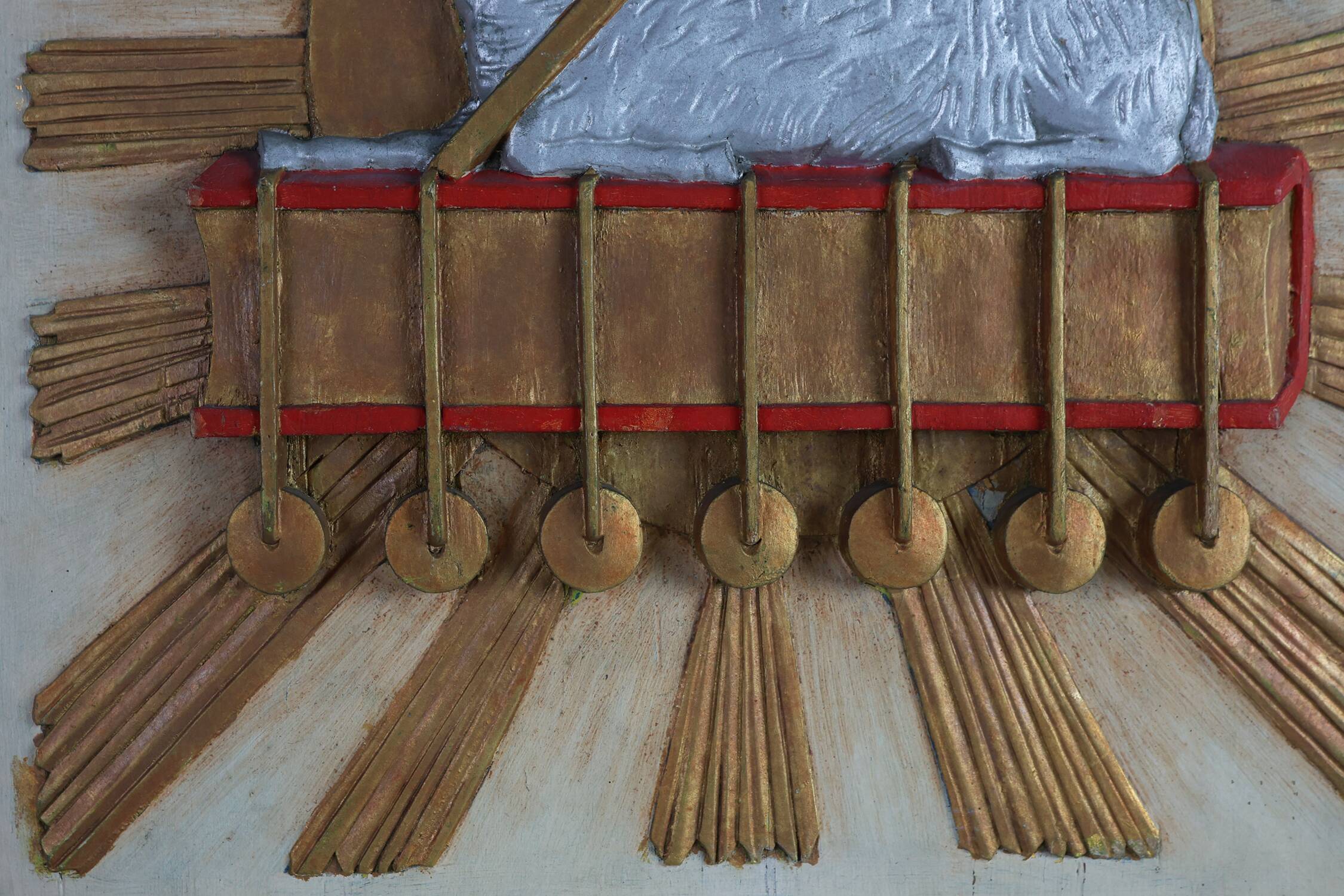 19th Century Religious Carved Wooden Agnus Dei Panel, France