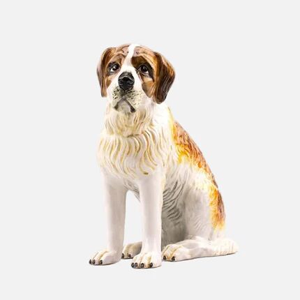 Saint Bernard dog figurine in ceramic