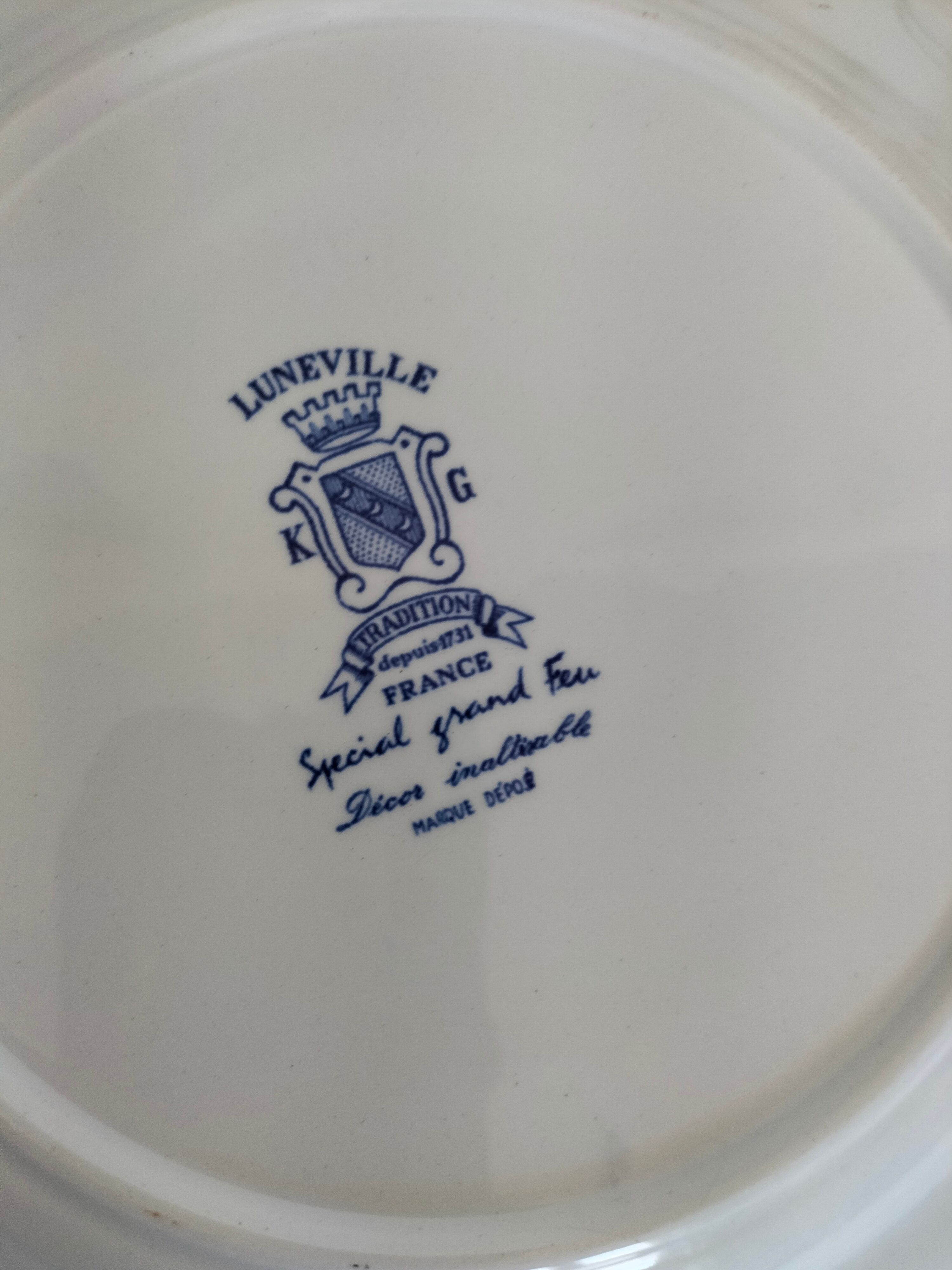 Assiette KG Lunéville décor pêcheur bleu