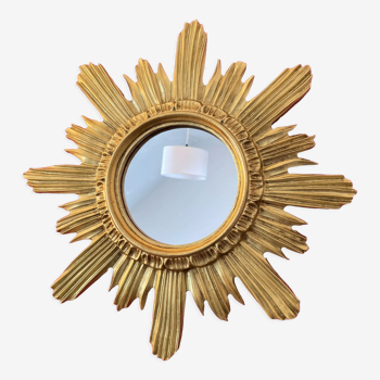 Miroir soleil bois doré 44 cm, 1960