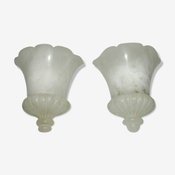 Pair of art-deco albatanis wall light  in the shape of a medicis vase