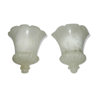 Pair of art-deco albatanis wall light  in the shape of a medicis vase