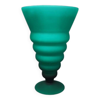 1960s green vase in murano glass by michielotto