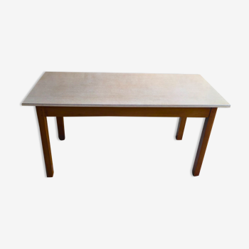 Vintage bistro table half-centuries wood and formica chiné