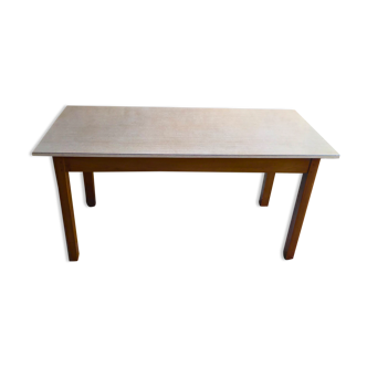 Vintage bistro table half-centuries wood and formica chiné