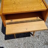 Bedside table in blond oak 1950