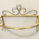 Pair of Wall-Mounted Brass and Murano Glass Console Tables / Nightstands