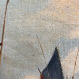 HST Marine painting "Sailboats in port" early 20th century signed