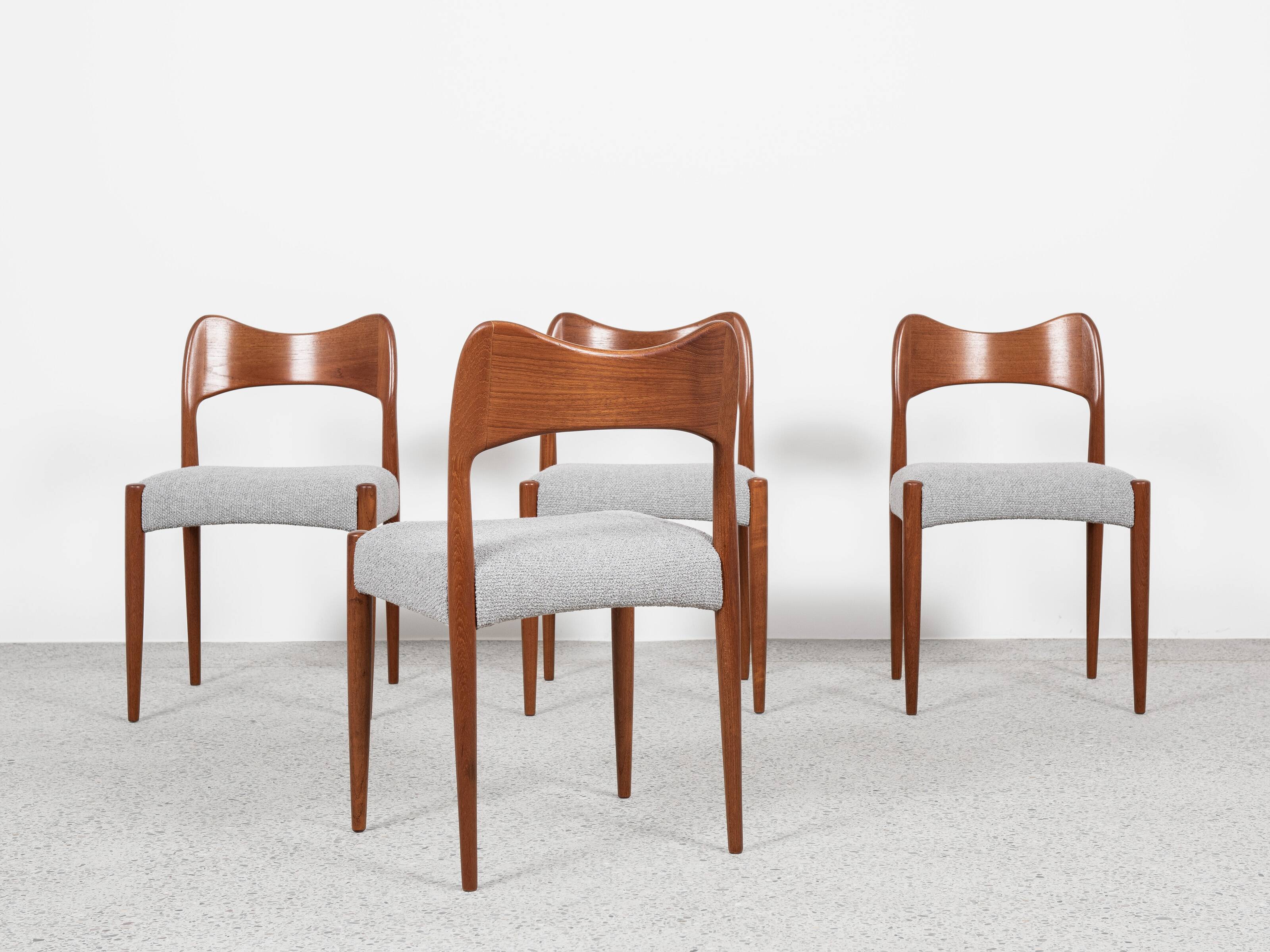 Midcentury set of 4 chairs in teak by Arne Hovmand Olsen for Mogens Kold