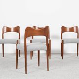 Midcentury set of 4 chairs in teak by Arne Hovmand Olsen for Mogens Kold