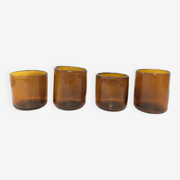 4 verres eau verre soufflés, 1970