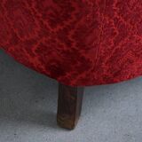 Modern Danish canapé, 3-seater in red velvet, Fritz Hansen style, 1940s.