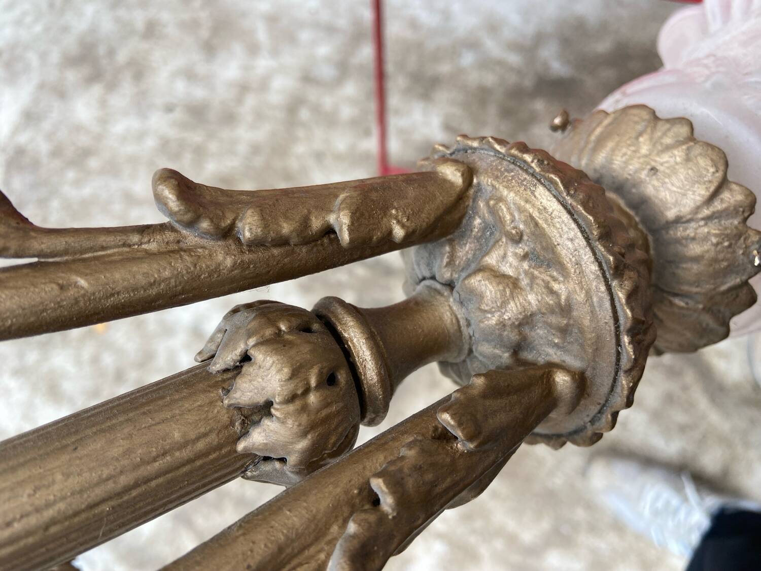 Antique bronze ceiling light in Louis XV style, height 50 cm.