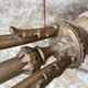 Antique bronze ceiling light in Louis XV style, height 50 cm.