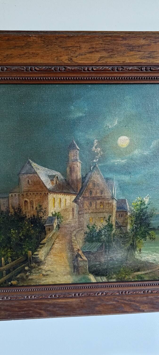 Navy blue moon port painting