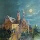 Navy blue moon port painting