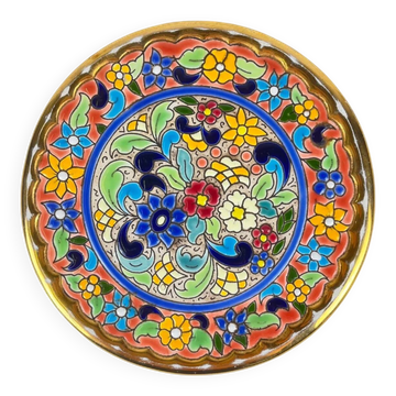 Decorative plate Artecer in ceramic, cuerda seca, Seville, 1980s-90s