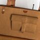 Vintage suitcase 1960 havana gold leather with bellows