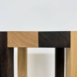 Vintage solid wooden side table chess style , 1970s