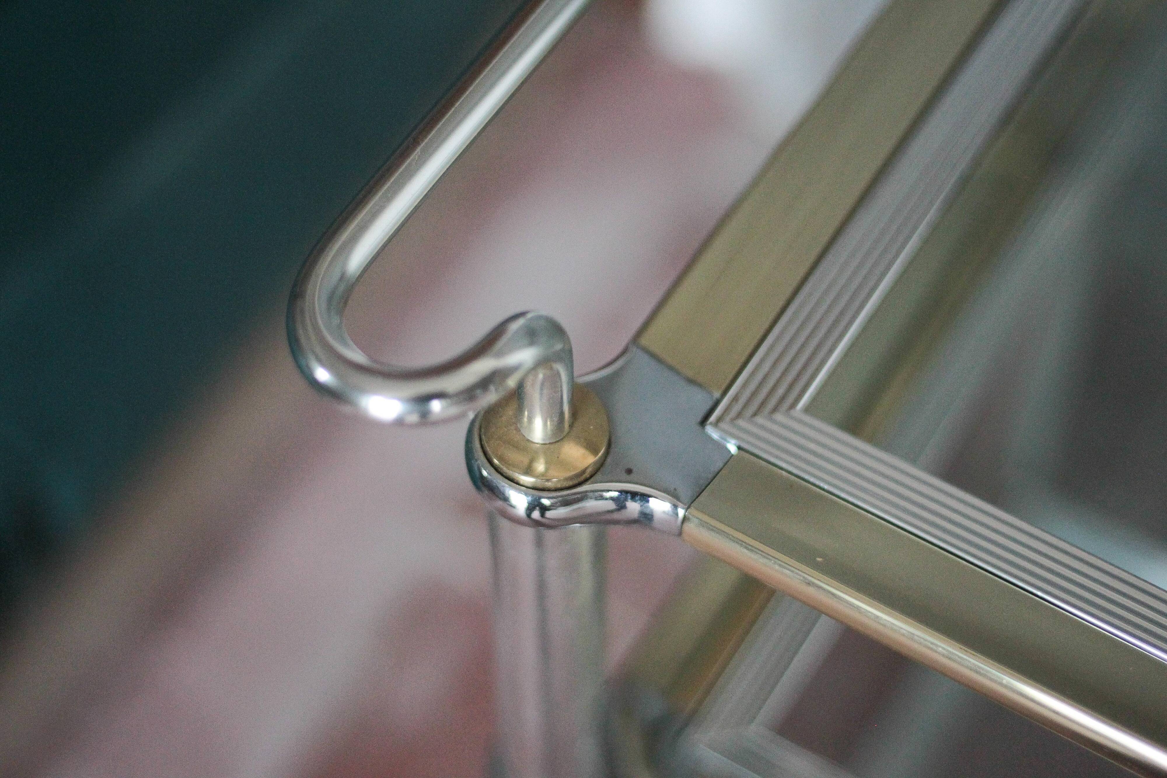 Vintage rolling dessert bar in gold metal and glass by Roche Bobois.