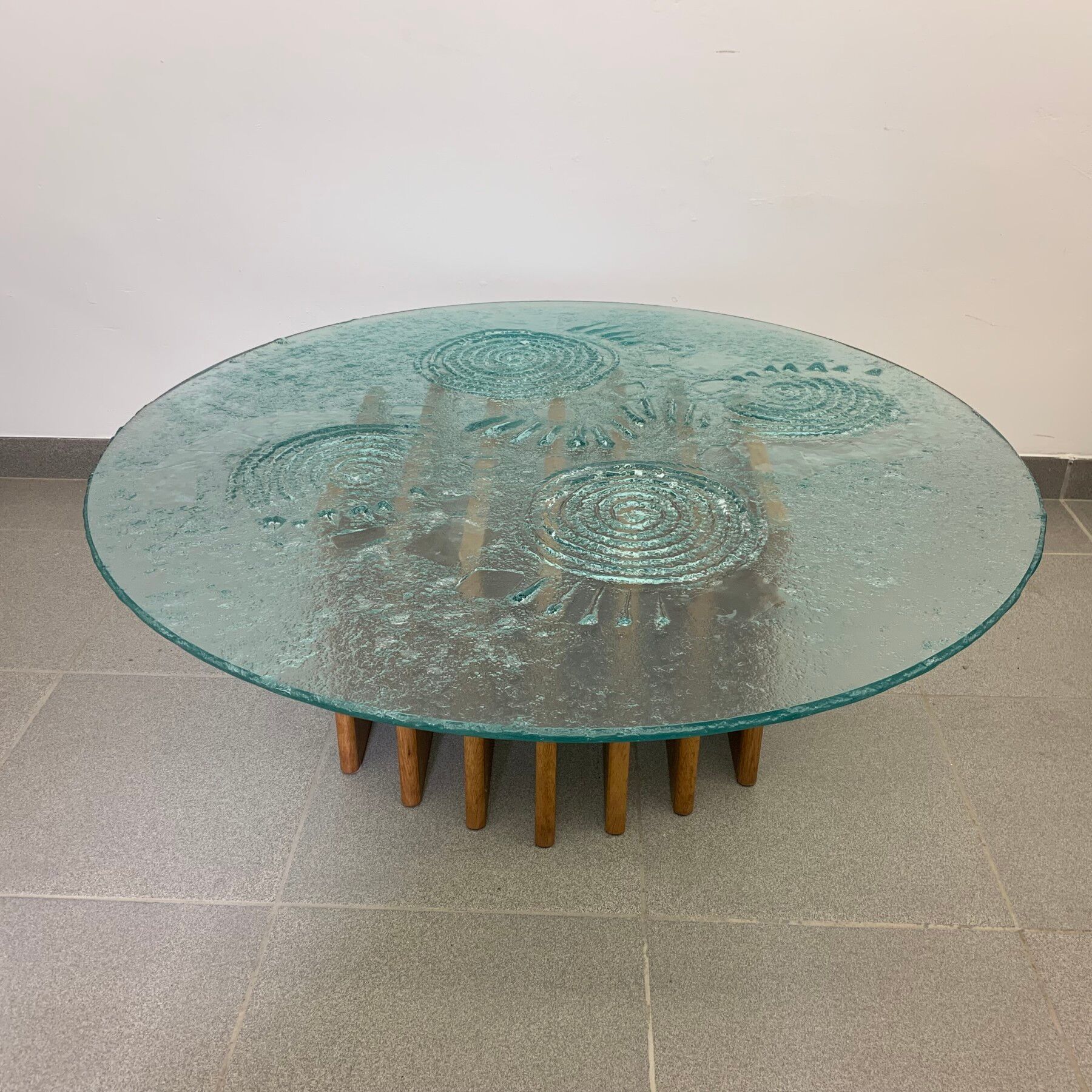 1970's mid-century glass coffee table