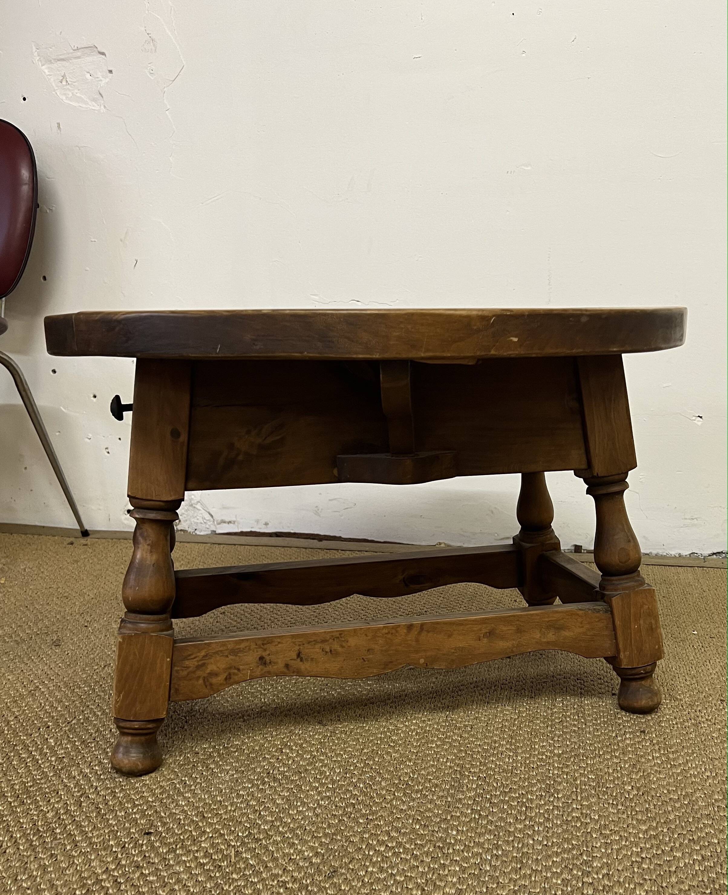 Round wooden coffee table