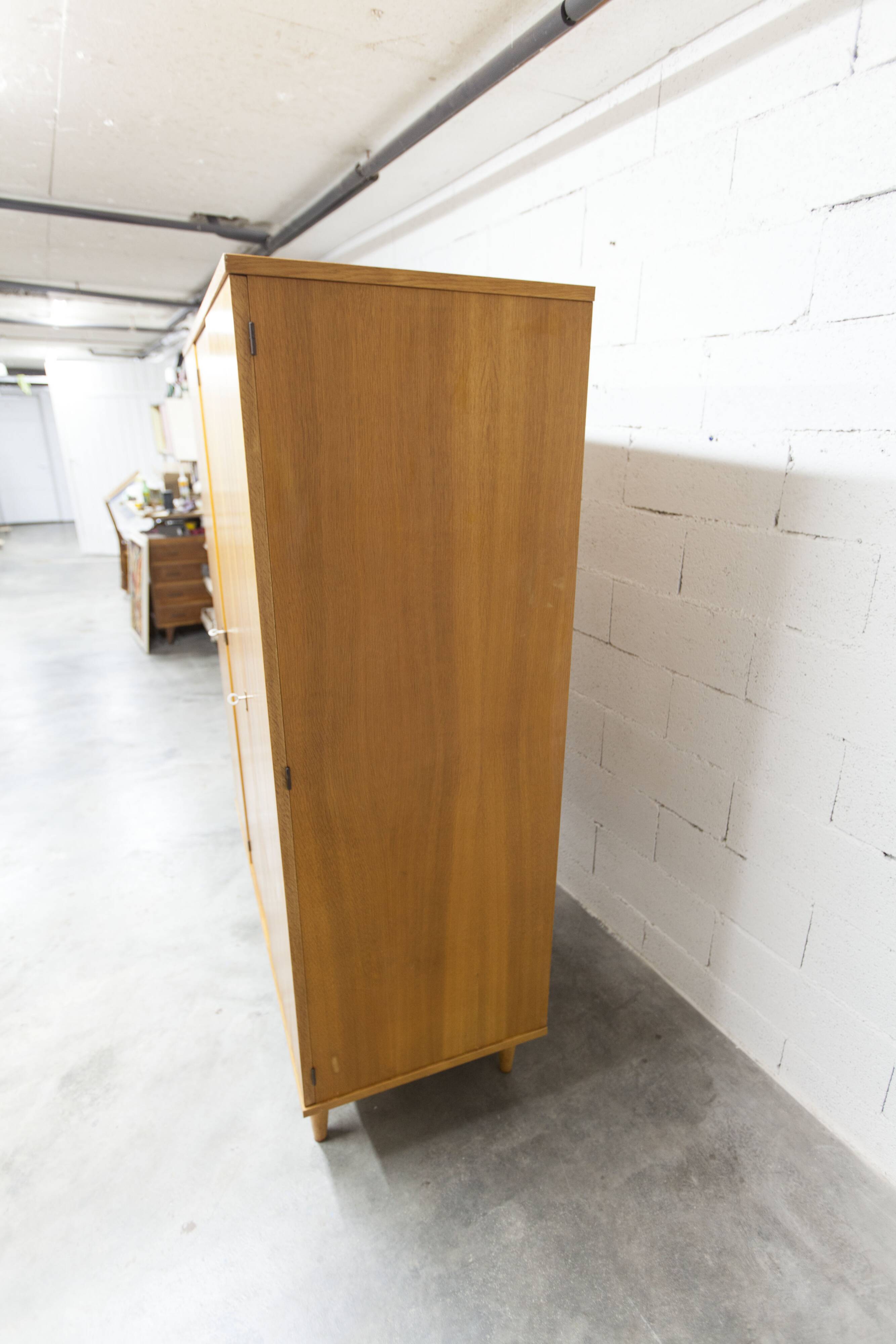Scandinavian 3-door wardrobe in blond teak
