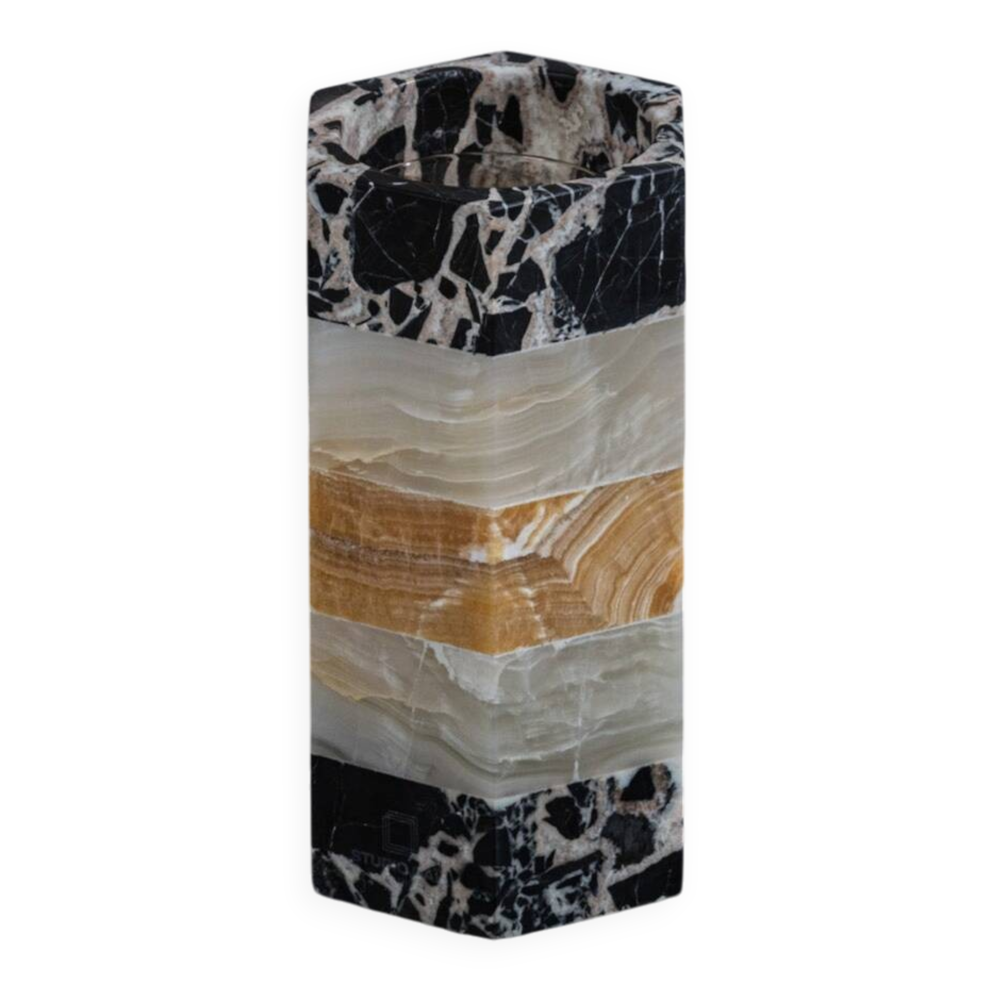Vase emma en marbre, onyx blanc et orange