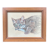 Charcoal tabby cat painting