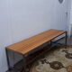 Banc design acier brossé et bois vintage 60-70