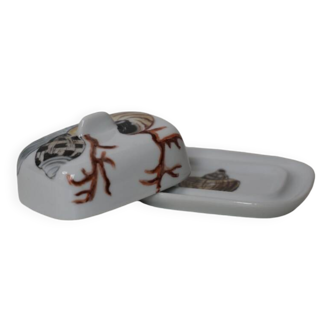 Small hand-painted porcelain butter dish, circa 1980