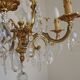 Mid Century Louis XV style cage chandelier - 6 arms - Brass and Crystal