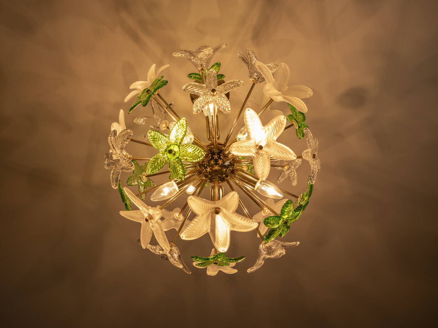 Sculptural Floral Glass Chandelier, Czechoslovakia, 1970s–1980s