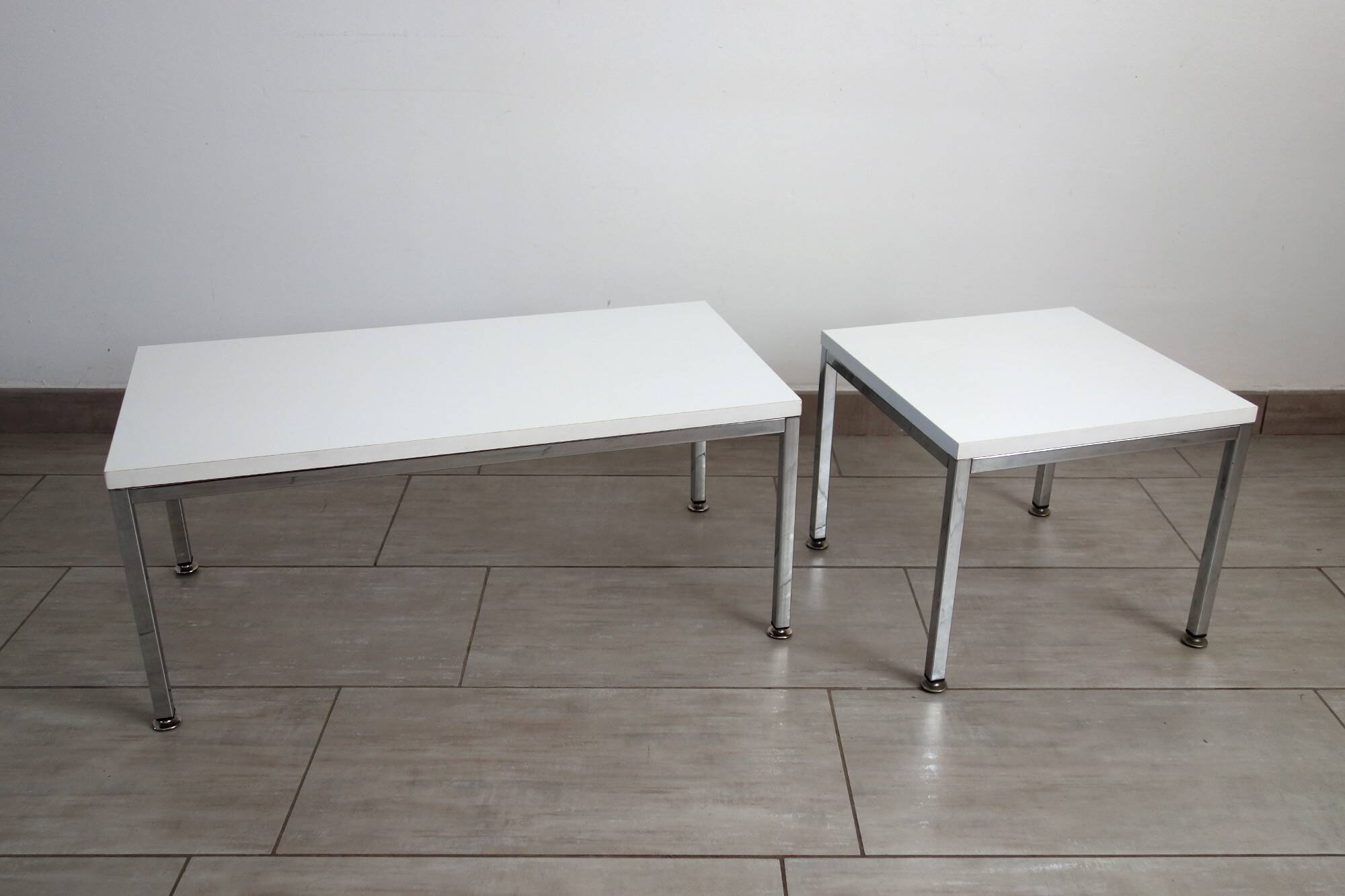 Pair of minimalist 1970s side tables.