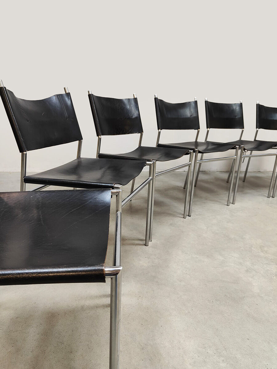 Vintage SE06 leather dining chairs Spectrum Martin Visser