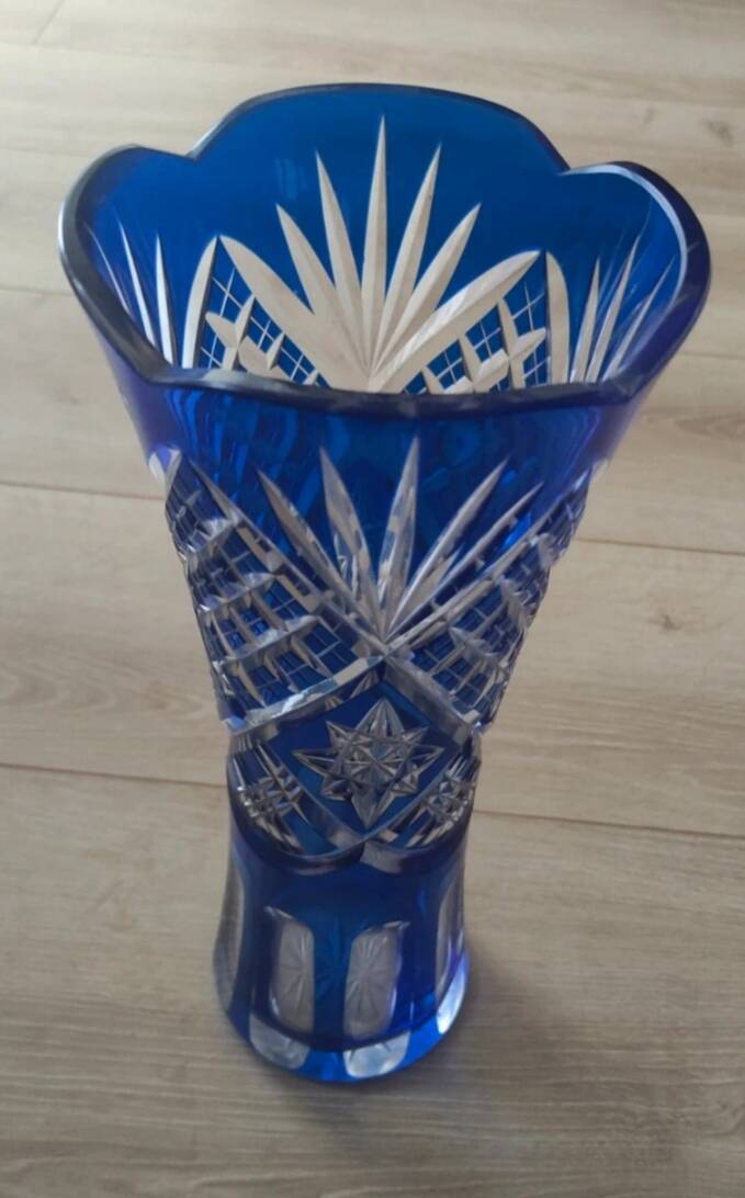 Large cobalt blue Bohemian vase -