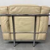 Fauteuils clubs en cuir blanc LC2 par Le Corbusier pour Cassina