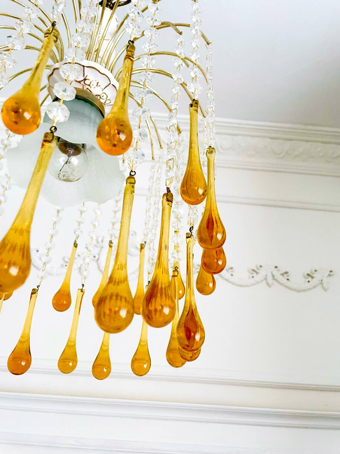 Lustre en verre de Murano ambré – Italie