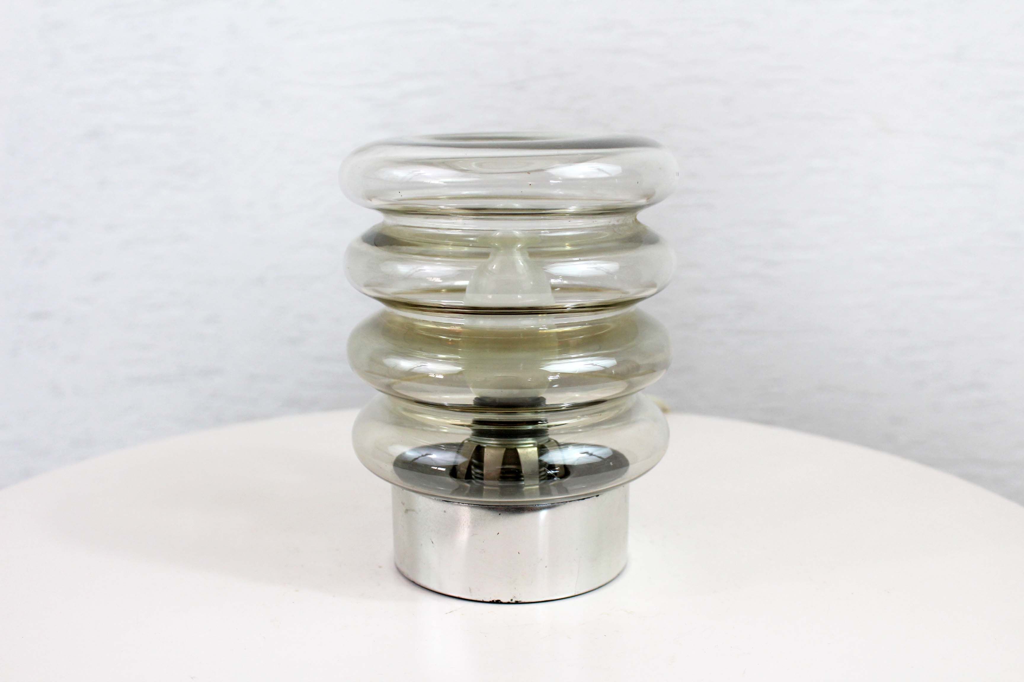 70's smoked glass table lamp