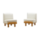 Set of 2 bent plywood and bouclé chairs 70s.