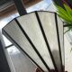 Pair of fan-shaped wall lights in glass paste and brass.