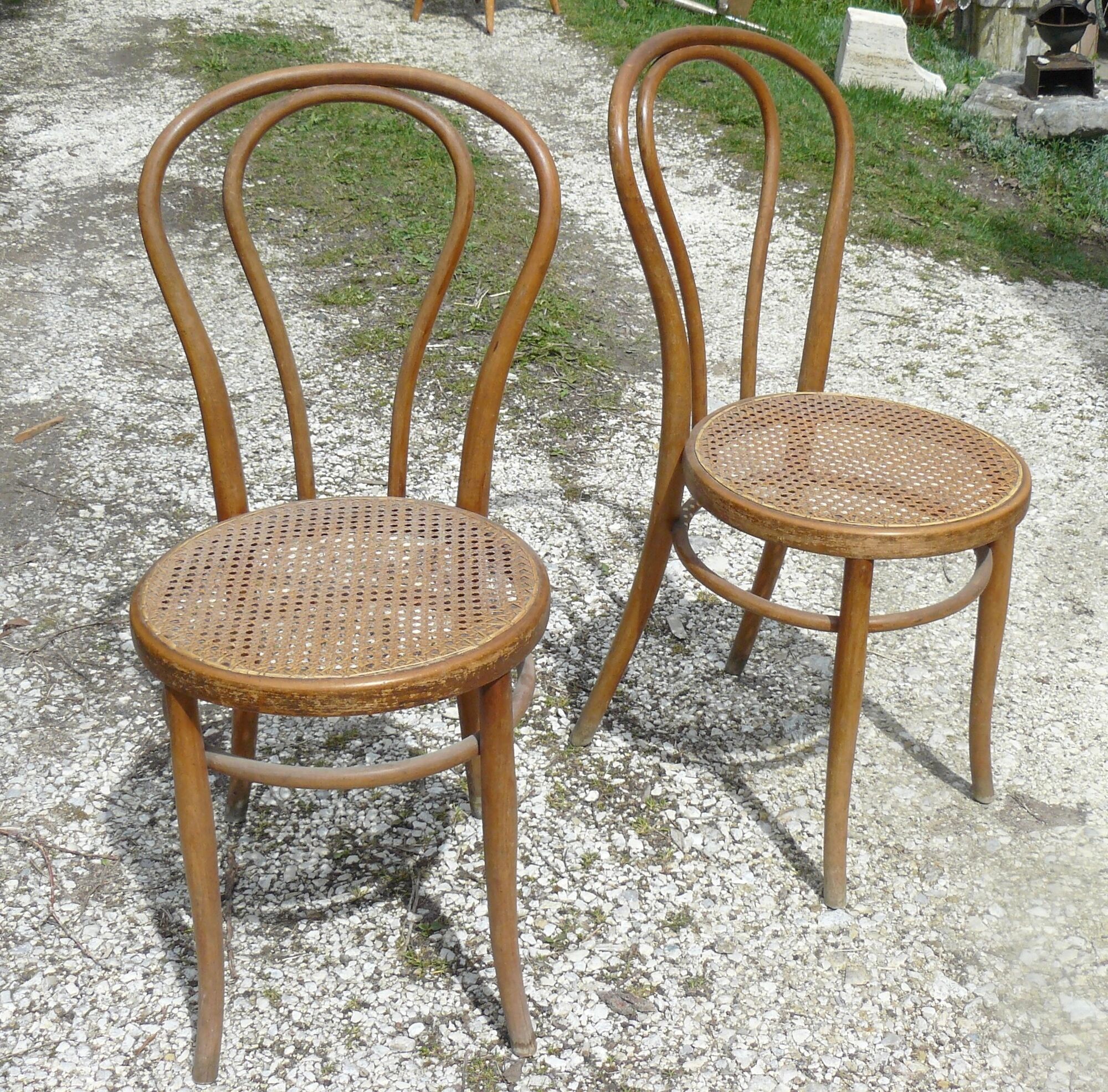 Pair of chairs bistrot tanned j & j khon curved wood