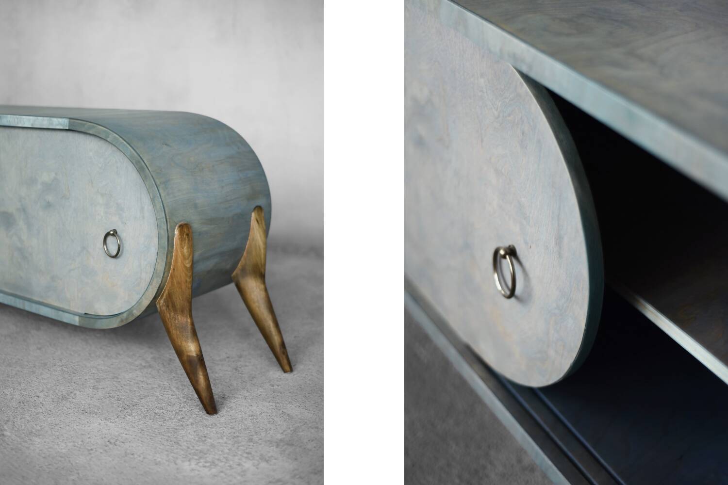 Buffet vintage du milieu du siècle moderne italien turquoise en bouleau
