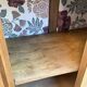 Art deco wardrobe in raw oak with bevelled mirror.
