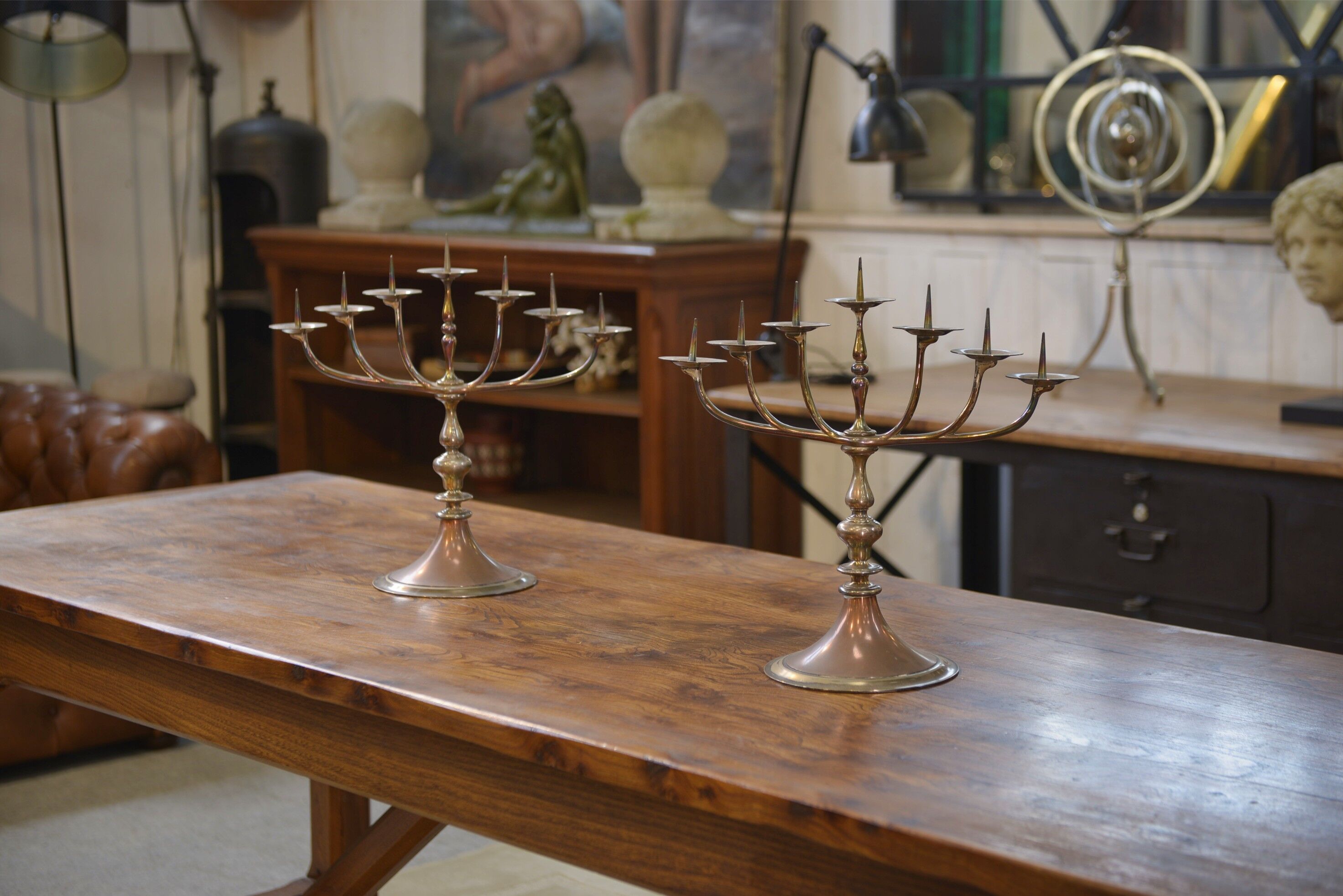 Pair of brass and copper candlesticks 1950s