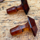 2 carafes cap and vintage amber base