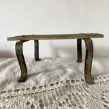 Low stool with wooden and metal slats