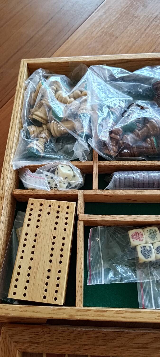 Wooden chess and backgammon set