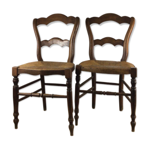 Paire de chaises paillées